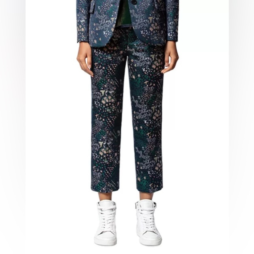 ZADIG & VOLTAIRE Posh Mixed-Print Metallic Jacquard Cropped Trousers - Picture 8 of 12